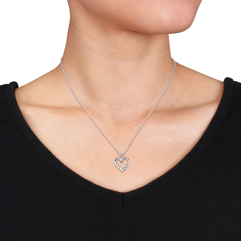 Diamond Infinity Heart Pendant with Chain in Sterling Silver - 18 in.