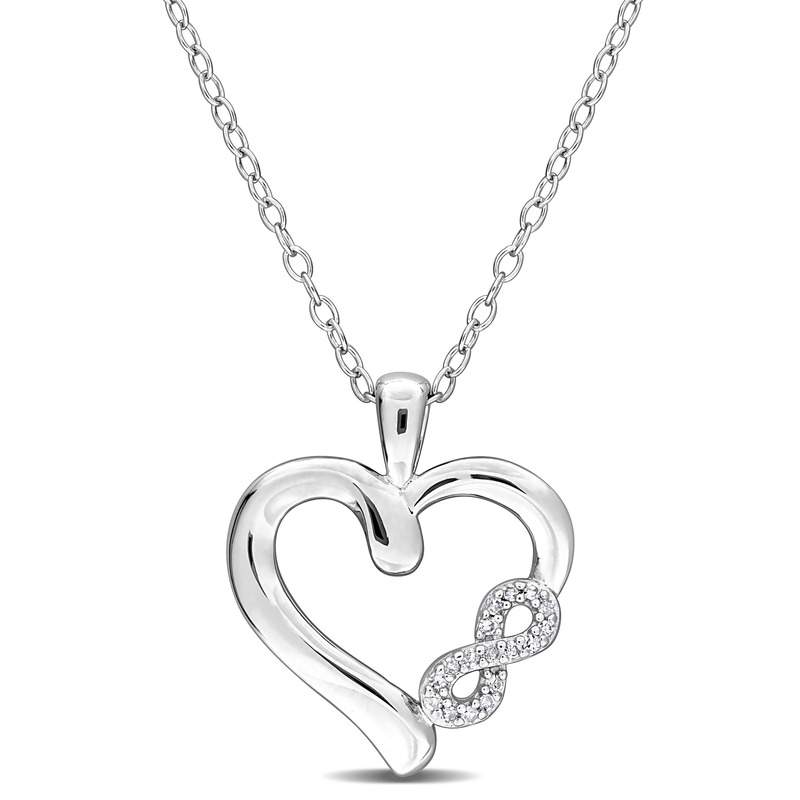 Diamond Infinity Heart Pendant with Chain in Sterling Silver - 18 in.