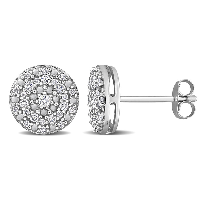 1/4 CT TW Double Halo Diamond Stud Earrings in 10k White Gold