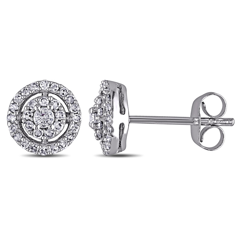 1/3 CT TW Halo Diamond Earrings in 10k White Gold