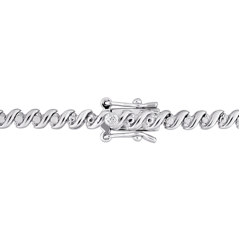 1 CT TW Diamond S-Link Tennis Necklace in Sterling Silver