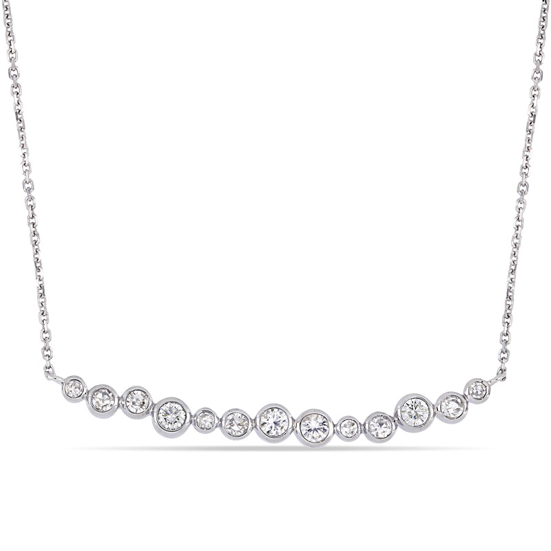 1/2 CT TW Diamond Graduated Necklace in 14k White Gold - 17 in