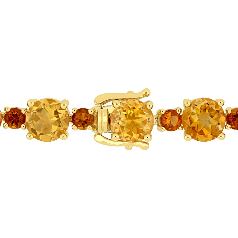 29 3/8 CT TGW Citrine and Madeira Citrine Tennis Bracelet in Yellow Gold Plated Sterling Silver - 7.25 in.
