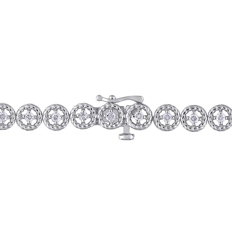 1 CT TDW Diamond Tennis Link Bracelet in Sterling Silver - 7 in.
