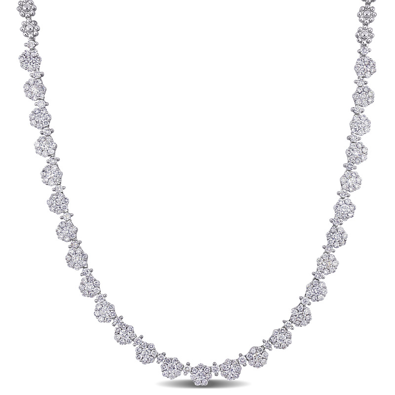 6 3/4 CT TW Diamond Tennis Necklace in 14k White Gold - 15.5 in