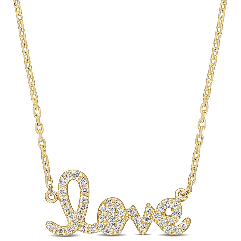 1/4 CT Diamond TW Love 17 Necklace in 14k Yellow Gold