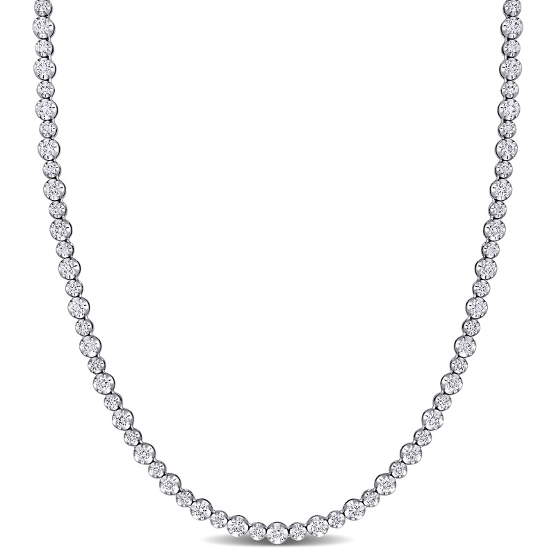 6 3/4 CT TW Diamond Tennis Necklace in 14k White Gold - 32 in