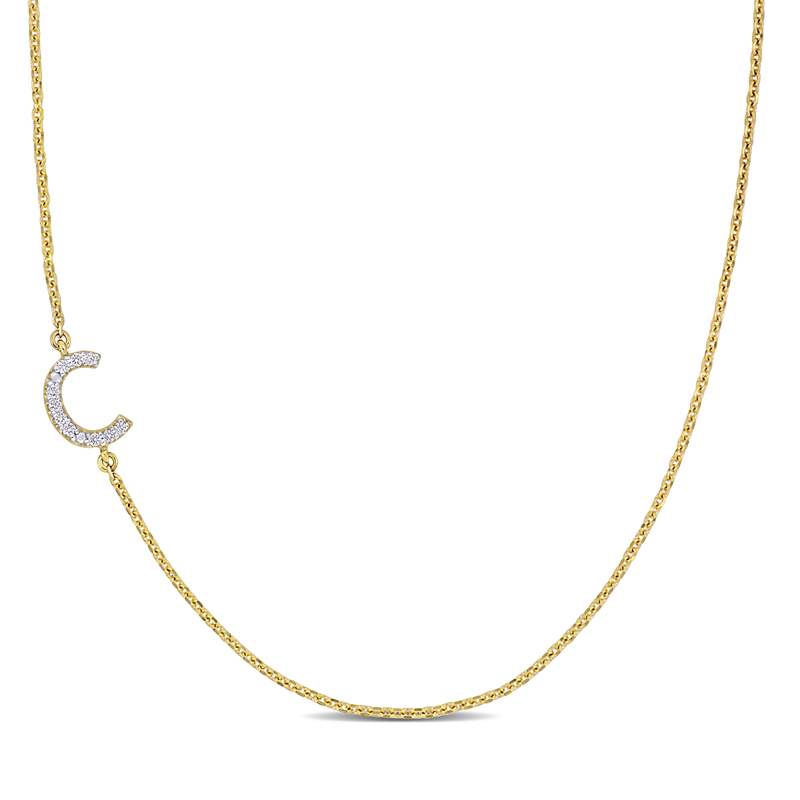 Diamond-Accent C Initial Pendant in 14k Yellow Gold
