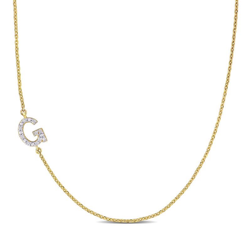 Diamond-Accent G Initial Pendant in 14k Yellow Gold