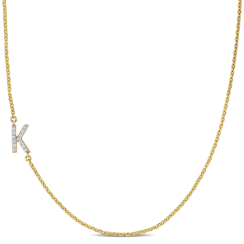 Diamond-Accent K Initial Pendant in 14k Yellow Gold