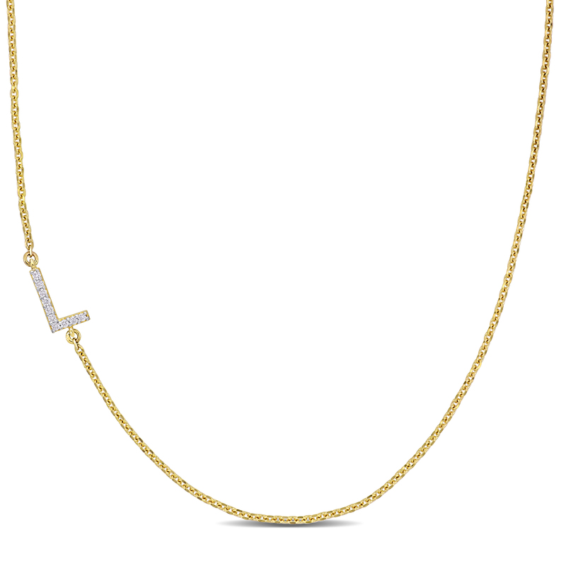 Diamond-Accent L Initial Pendant in 14k Yellow Gold