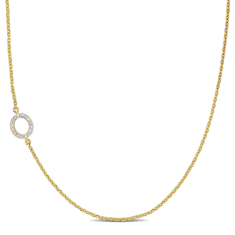 Diamond-Accent O Initial Pendant in 14k Yellow Gold