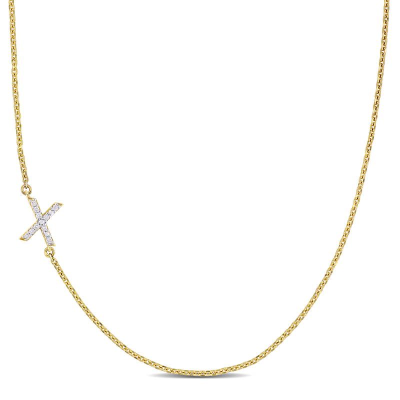 Diamond-Accent X Initial Pendant in 14k Yellow Gold