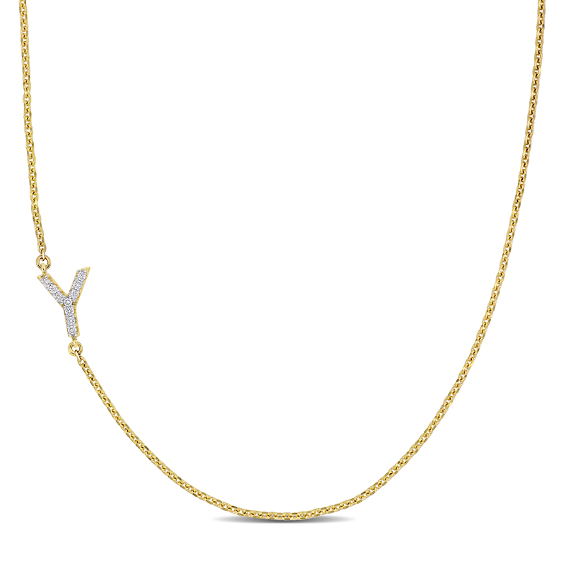 Diamond-Accent Y Initial Pendant in 14k Yellow Gold