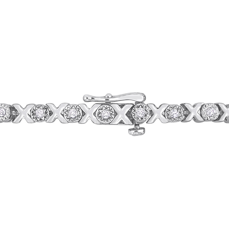 1 CT TW Diamond X-Link Tennis Bracelet in Sterling Silver - 7.5 in