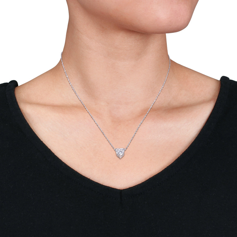 2 CT DEW Heart Shape Created Moissanite Solitaire Pendant With Chain in 10k White Gold