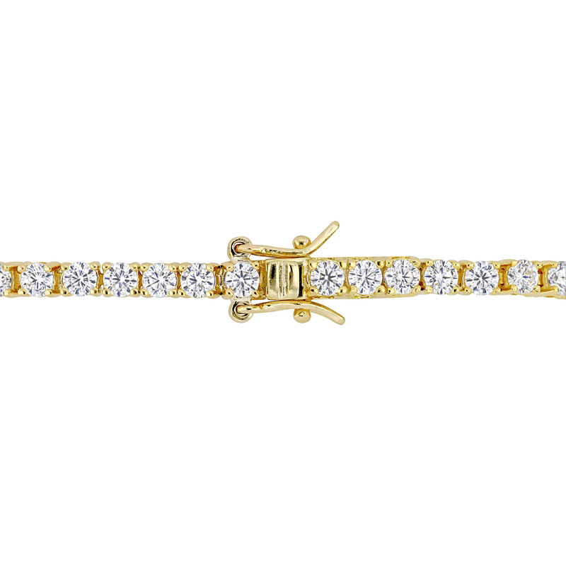 5 1/10 CT DEW Created Moissanite-White Tennis 7 Bracelet in Yellow Plated Sterling Silver