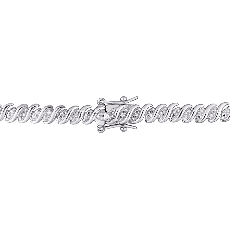 2 CT Diamond TW S-Link Tennis 24 Necklace in Sterling Silver