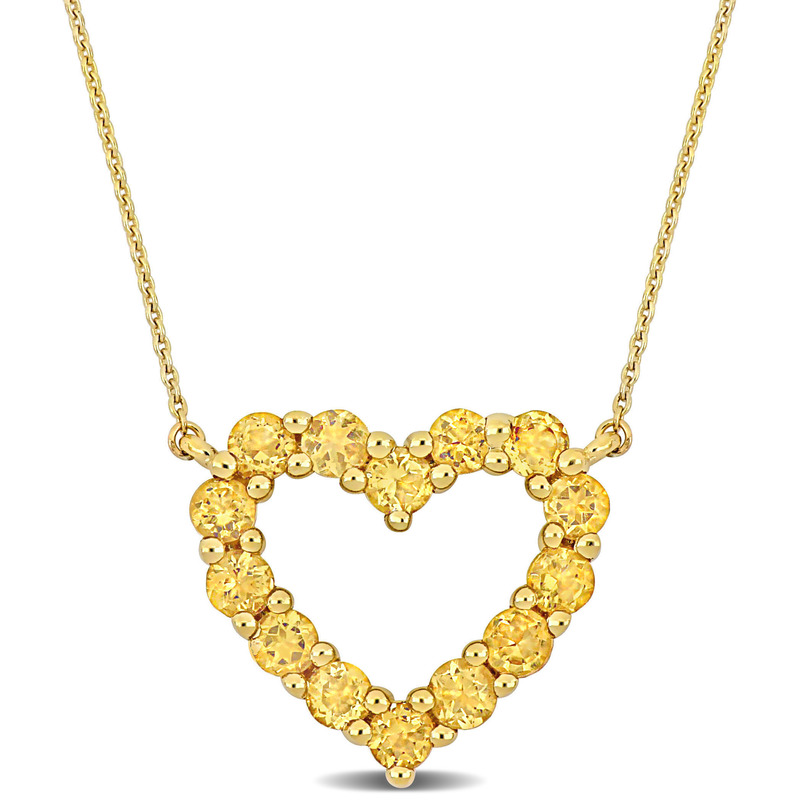 4/5 CT TGW Citrine Heart Pendant with Chain in 10k Yellow Gold - 17 in.