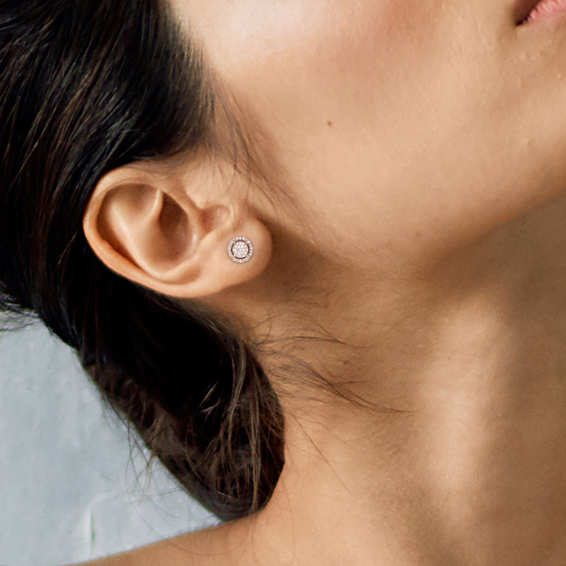 1/3 CT TW Diamond Cluster Halo Earrings in Sterling Silver