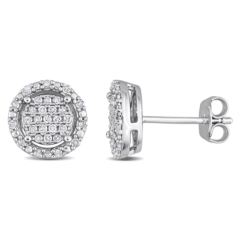 1/3 CT TW Diamond Cluster Halo Earrings in Sterling Silver