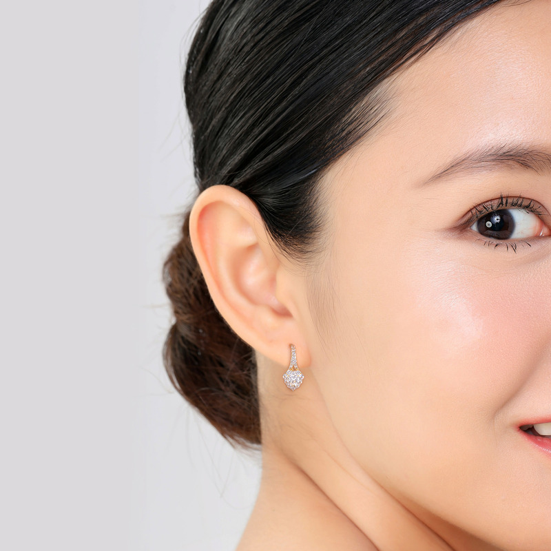 2 2/5 CT TGW Created White Sapphire Halo Heart Leverback Earrings in Yellow Plated Sterling Silver