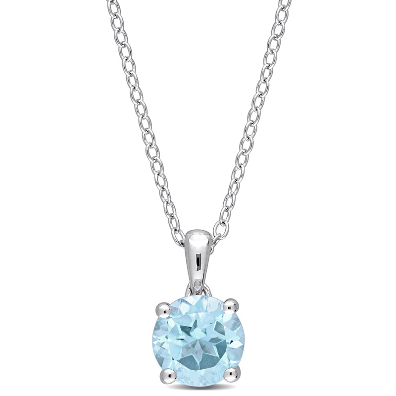 1 1/2 CT TGW Sky Blue Topaz Solitaire Pendant with Chain in Sterling Silver