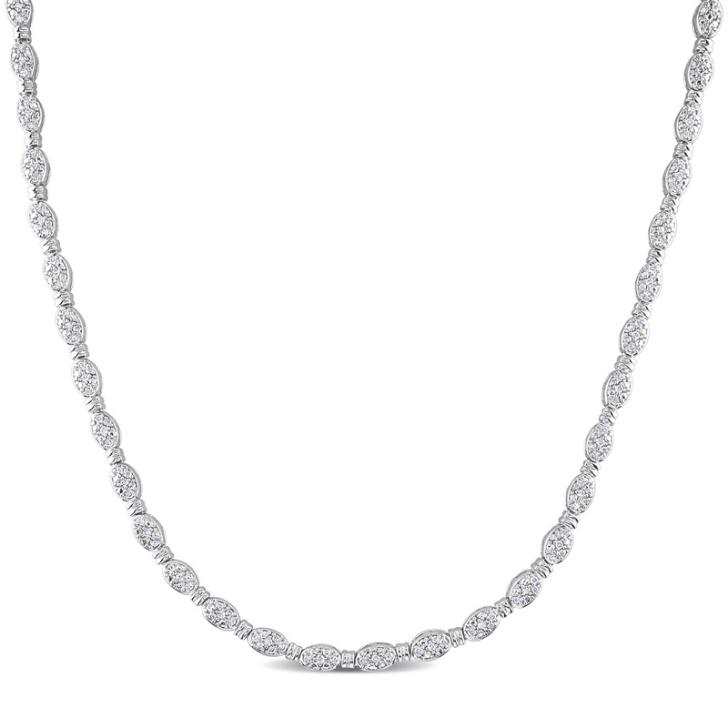 1/2 CT TW Diamond Tennis Necklace in Sterling Silver - 17 in