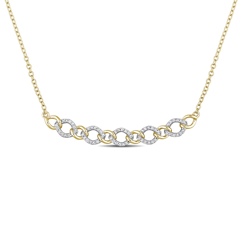 1/5 CT TDW Diamond Oval Link Necklace in Yellow Plated Sterling Silver - 18 in.