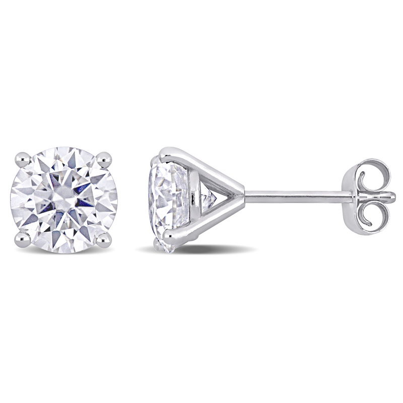 1 7/8 CT DEW Created Moissanite Solitaire Stud Earrings in 14k White Gold