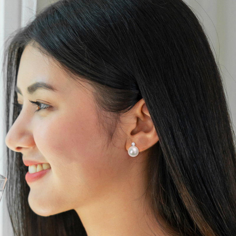 12-12.5 MM South Sea Cultured Pearl and 3/8 CT TW Diamond Clip-Back Earrings in 14k White Gold