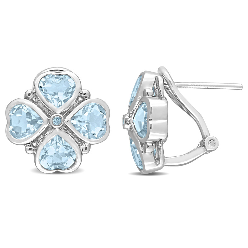 4 2/5 CT TGW Sky Blue Topaz Floral Clipback Earrings in Sterling Silver