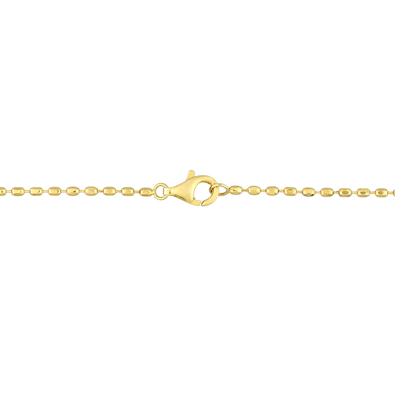 4-4.5 MM White Freshwatear Pearl and 1/5 CT TGW White Topaz Barc Necklace in Yellow Plated Sterling Silver - 18 in.