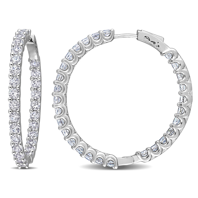 8 3/8 CT TGW Created White Sapphire Inside-Outside Hoop Earrings in Sterling Silver