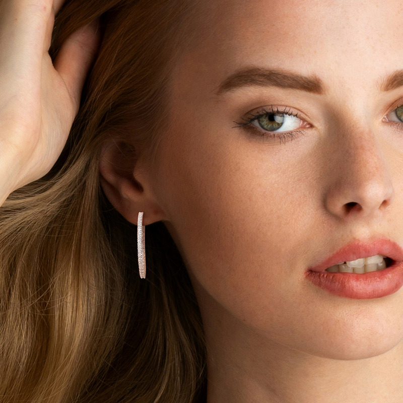 11 3/4 CT TGW Created White Sapphire Hoop Earrings in Sterling Silver