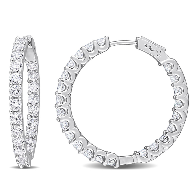6 7/8 CT TGW Created White Sapphire Inside-Outside Hoop Earrings in Sterling Silver