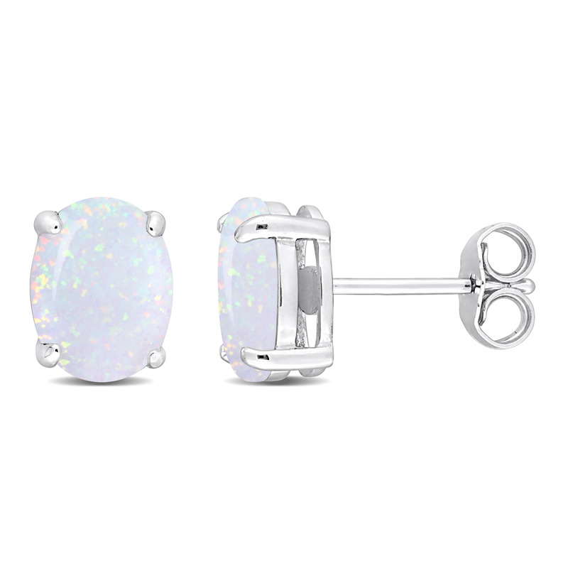 2 CT TGW Created Opal Stud Earrings in Sterling Silver