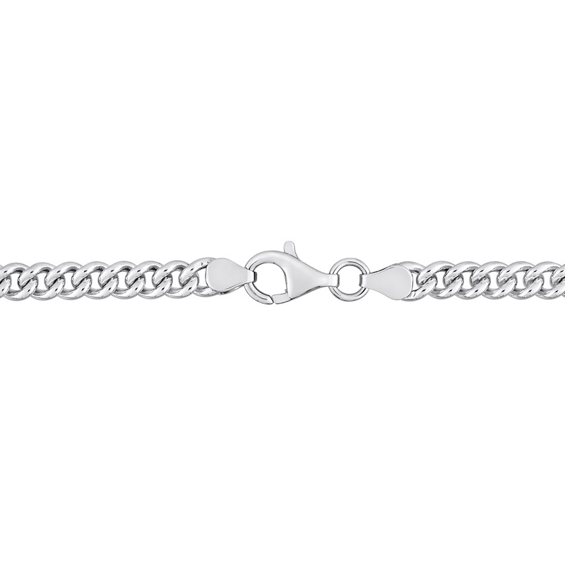 1 1/4 CT TGW Oval Created Blue Sapphire Curb Link Chain Bracelet in Sterling Silver
