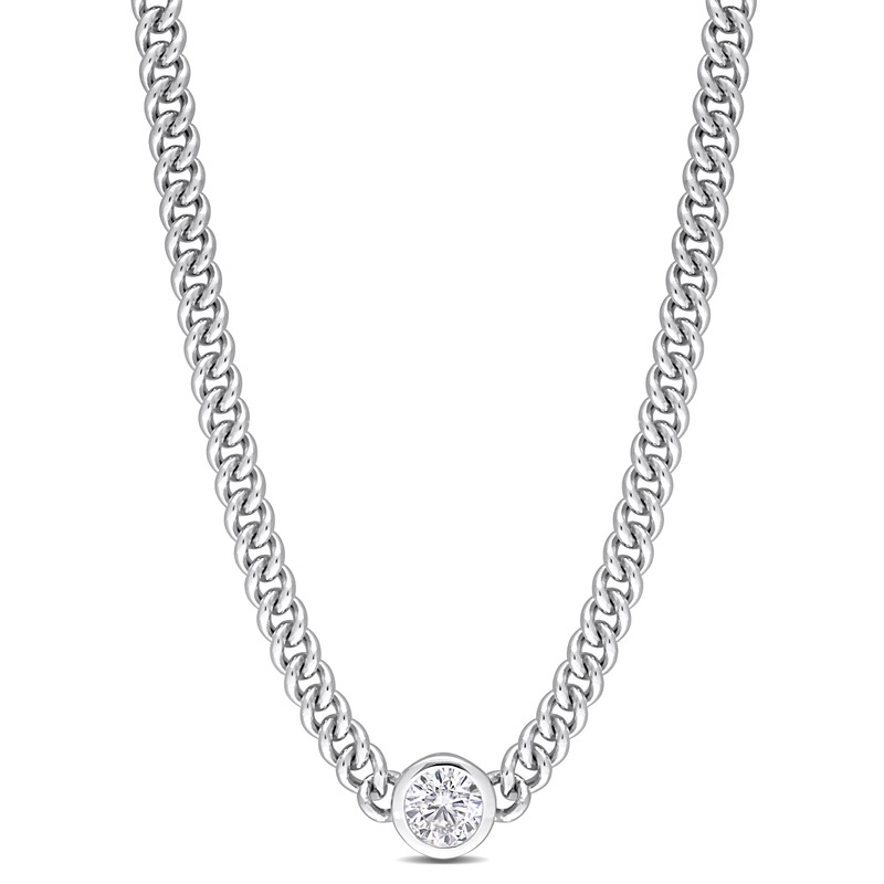 1 5/8 CT TGW Created White Sapphire Necklace in Sterling Silver - 16 in.