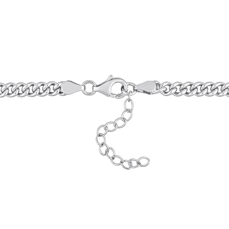 1 1/4 CT TGW Oval Created Blue Sapphire Curb Link Chain Necklace in Sterling Silver - 16 in.