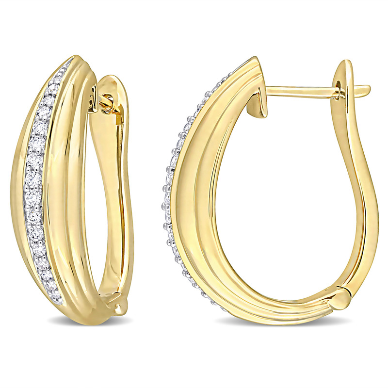 1/5 CT TDW Graduated Diamond Hoop Earrings in 14k Yellow Gold