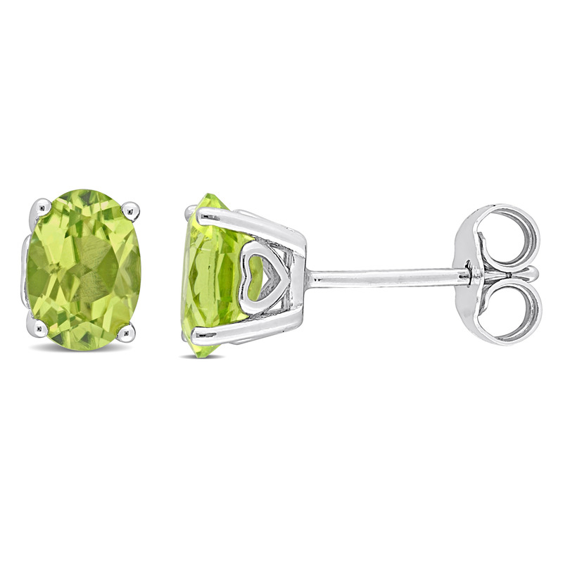 1 5/8 CT TGW Oval Peridot Stud Earrings in Sterling Silver 1 5/8 CT TGW Oval Peridot Stud Earrings in Sterling Silver