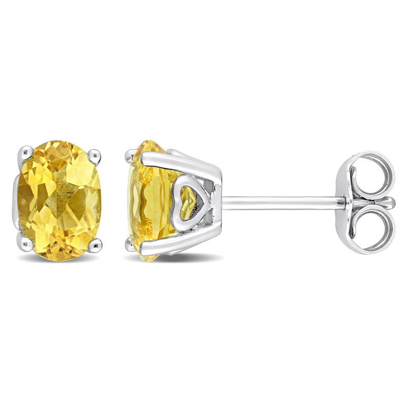 1 3/8 CT TGW Oval Citrine Earrings in Sterling Silver