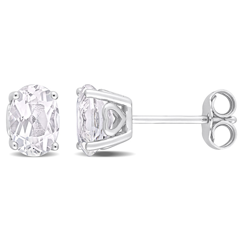 1 4/5 CT TGW Oval White Topaz Stud Earrings in Sterling Silver