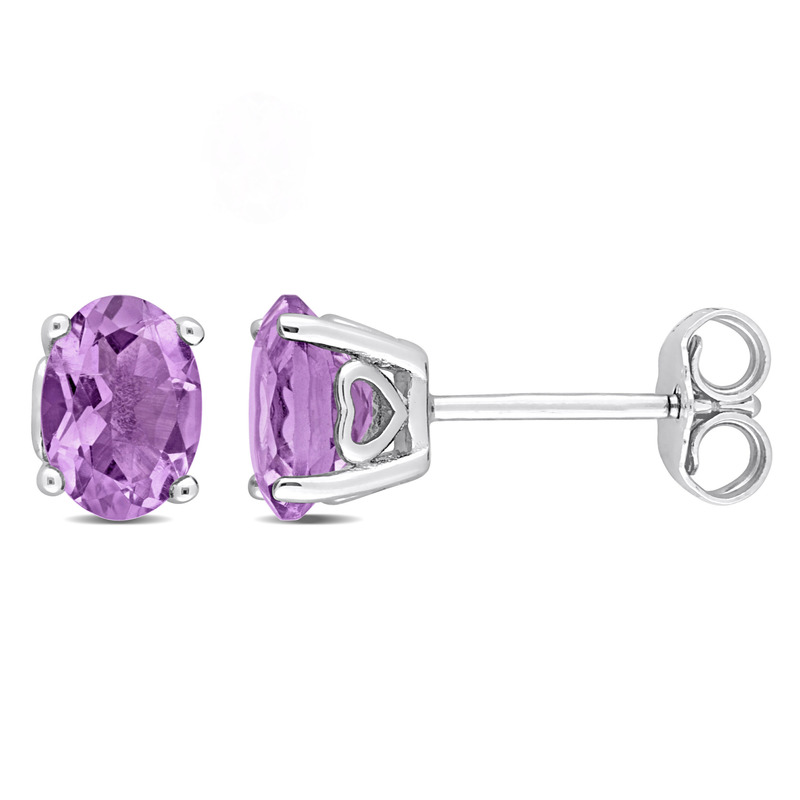 1 3/8 CT TGW Oval Amethyst Stud Earrings in Sterling Silver