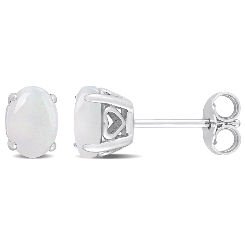 7/8 CT TGW Opal Fashion Post Earrings Silver