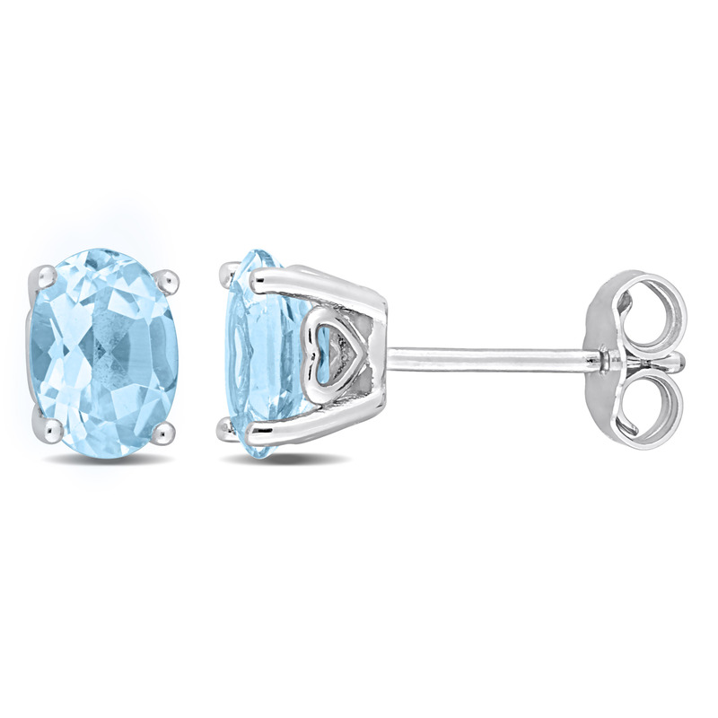 1 7/8 CT TGW Oval Sky Blue Topaz Stud Earrings in Sterling Silver