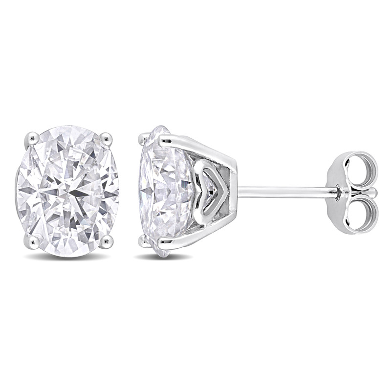 4 CT TGW Oval Created Moissanite Stud Earrings in Sterling Silver