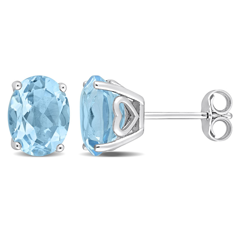 5 CT TGW Oval Sky Blue Topaz Stud Earrings in Sterling Silver