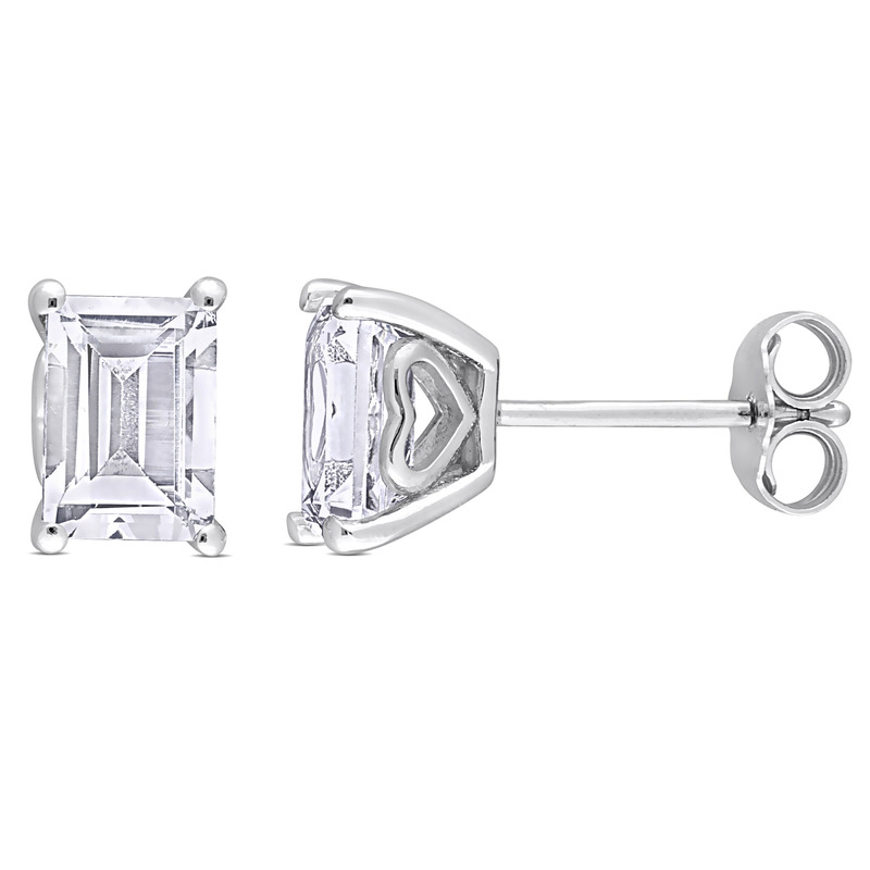 2 1/2 CT TGW Octagon White Topaz Stud Earrings in Sterling Silver